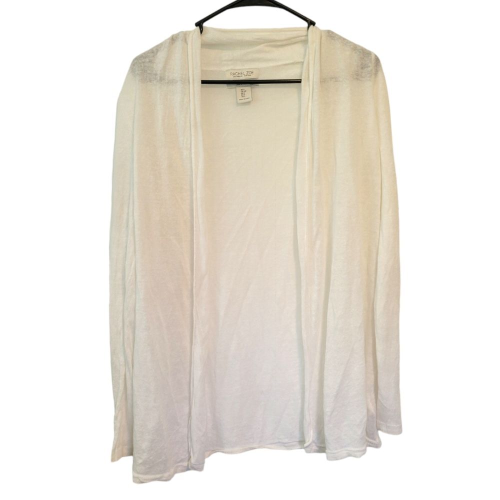 Rachel Zoe White 100% Linen Cardigan Sweater Size Small